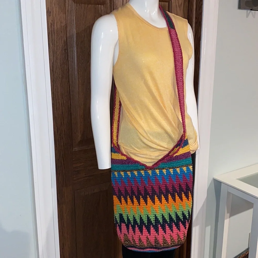 Hand Crochet Muli-colored Woven Hobo Bag